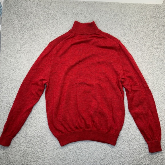 Brooks Brothers Merino Wool Sweater Mens Large Red 1/4 Zip Pullover Wool Jumper - Picture 10 of 11